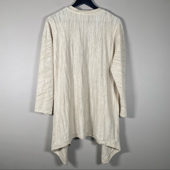 H by Halston Open Front Cascade Beige Cardigan L - Picture 4 of 7